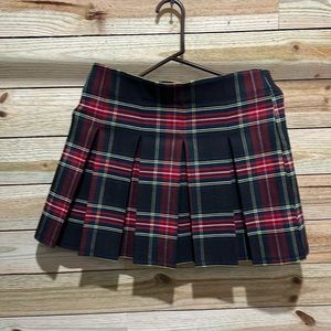 Plaid pleated mini shirt
